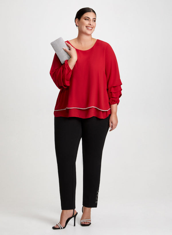 laura Tiered Sleeve Blouse & Straight Leg Pants