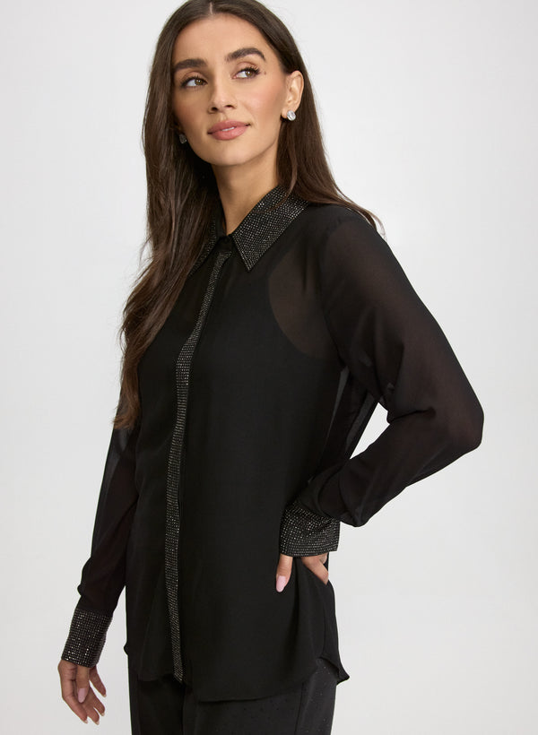 Laura Tonal Embellished Chiffon Blouse