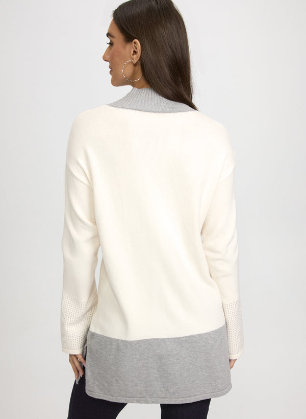 Laura Tonal Embellished Colour Block Sweater