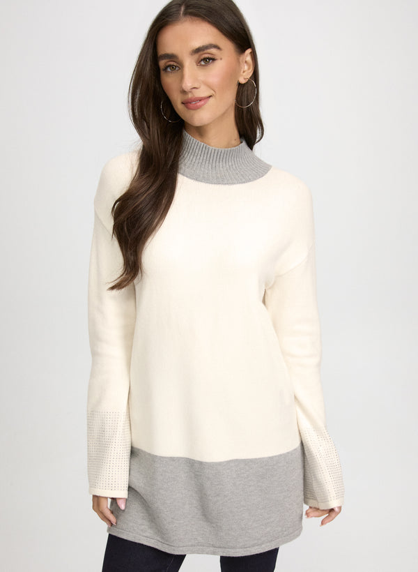 laura Tonal Embellished Colour Block Sweater