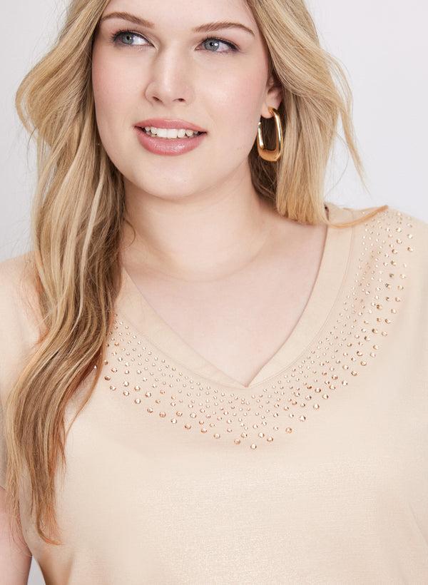 Laura Tonal Rhinestone Embellished T-Shirt