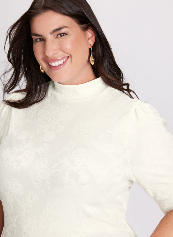 Laura Tonal Rose Print Turtleneck Top