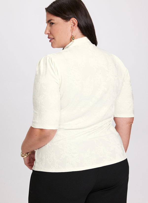 Laura Tonal Rose Print Turtleneck Top