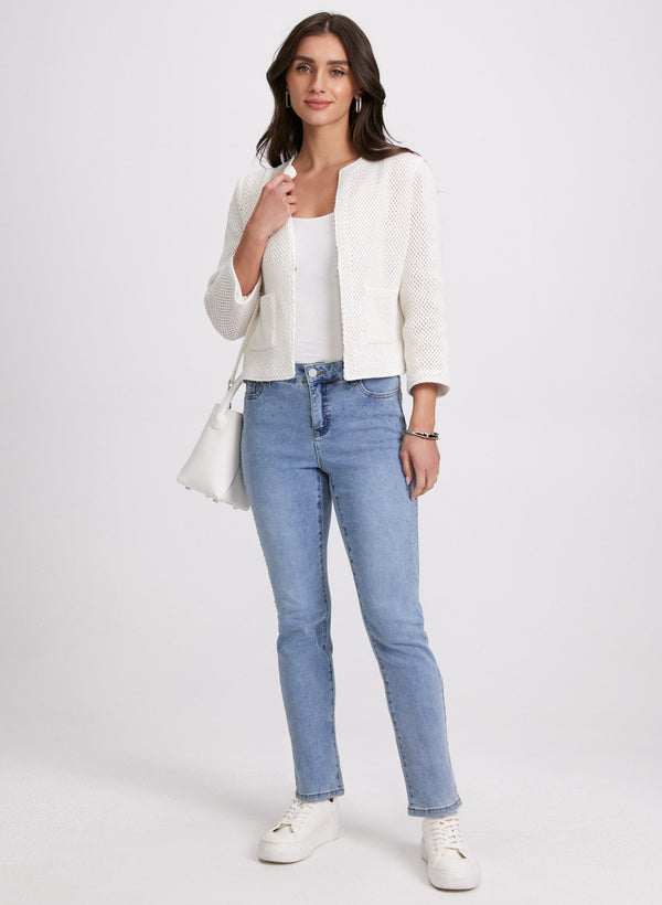 Laura Tonal Stone Embellished Straight-Leg Jeans