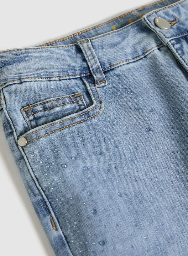 Laura Tonal Stone Embellished Straight-Leg Jeans