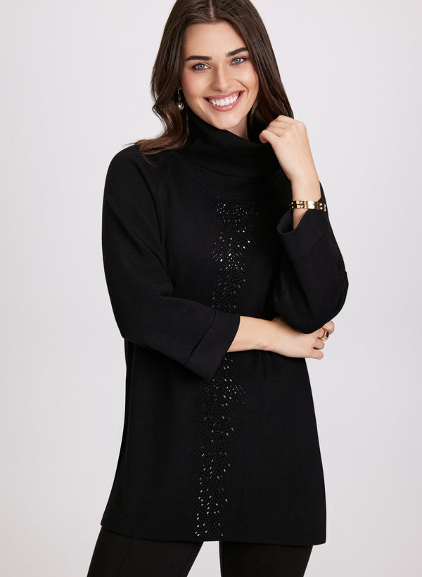 laura Tonal Stone Embellished Sweater