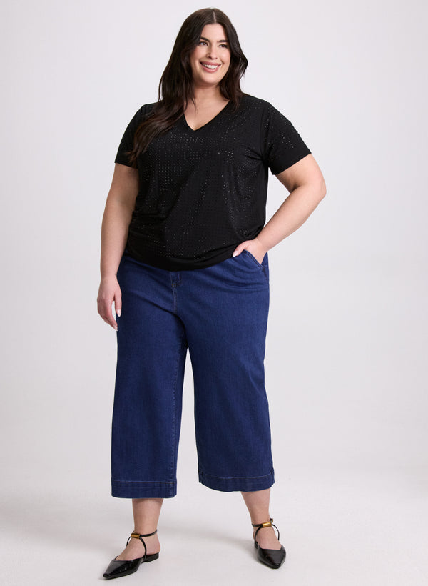 Laura Tonal Stone Embellished T-Shirt