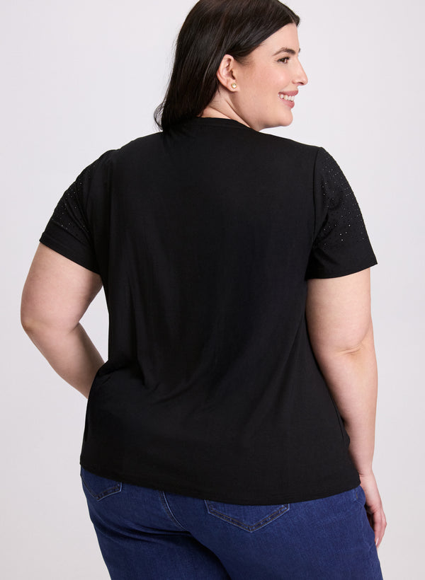 Laura Tonal Stone Embellished T-Shirt