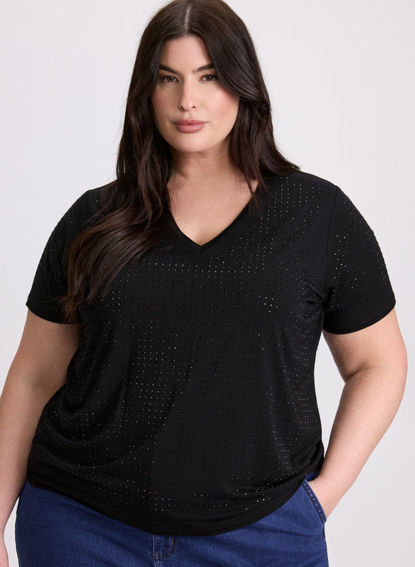 laura Tonal Stone Embellished T-Shirt