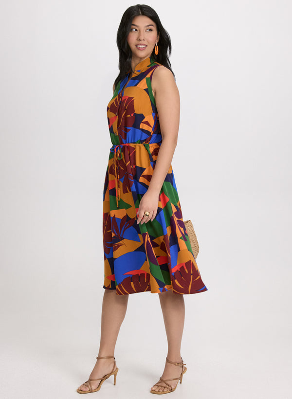 Laura Tropical Drawstring Waist Dress