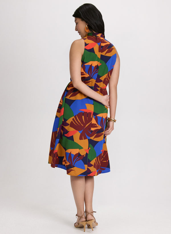 Laura Tropical Drawstring Waist Dress