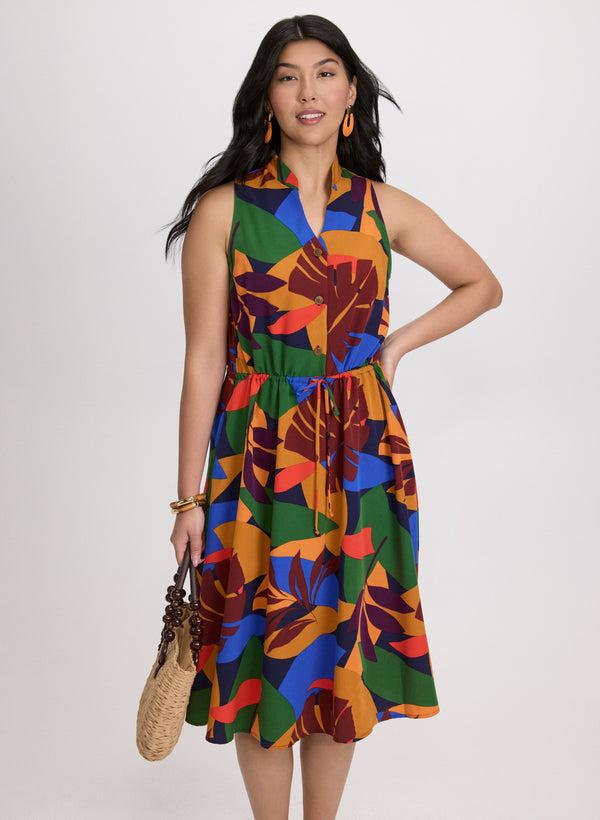 Laura Tropical Drawstring Waist Dress