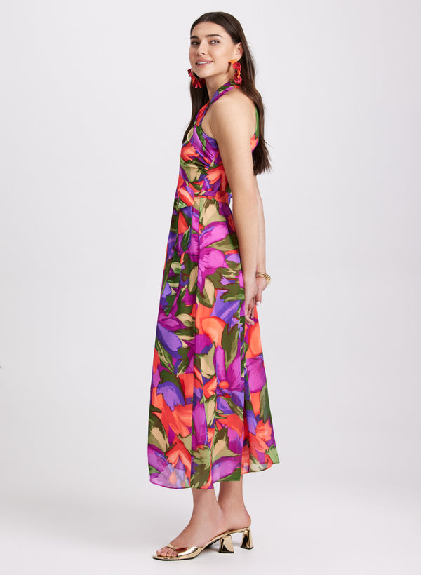 Laura Tropical Halter Neck Dress