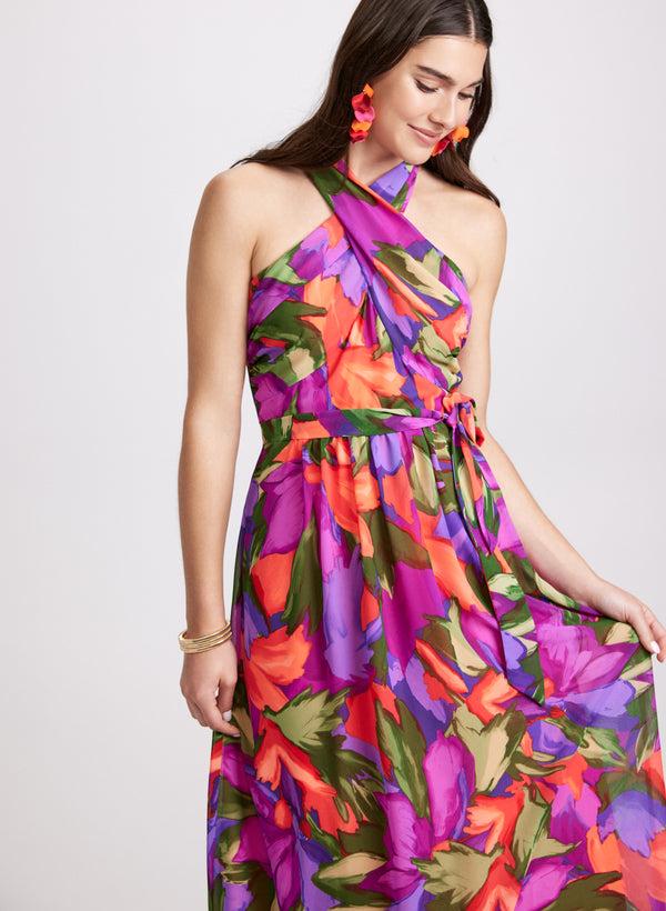 Laura Tropical Halter Neck Dress