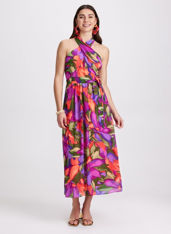 laura Tropical Halter Neck Dress