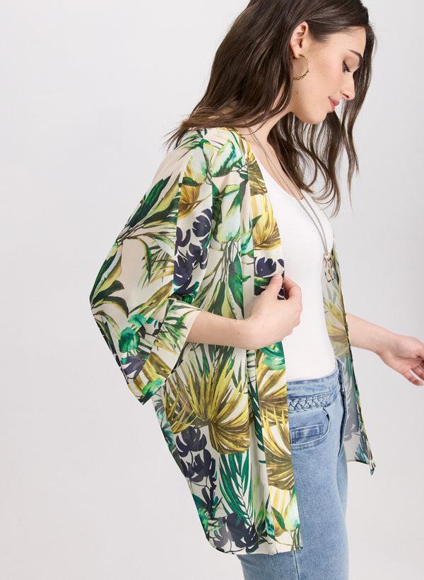 Laura Tropical Open-Front Blouse