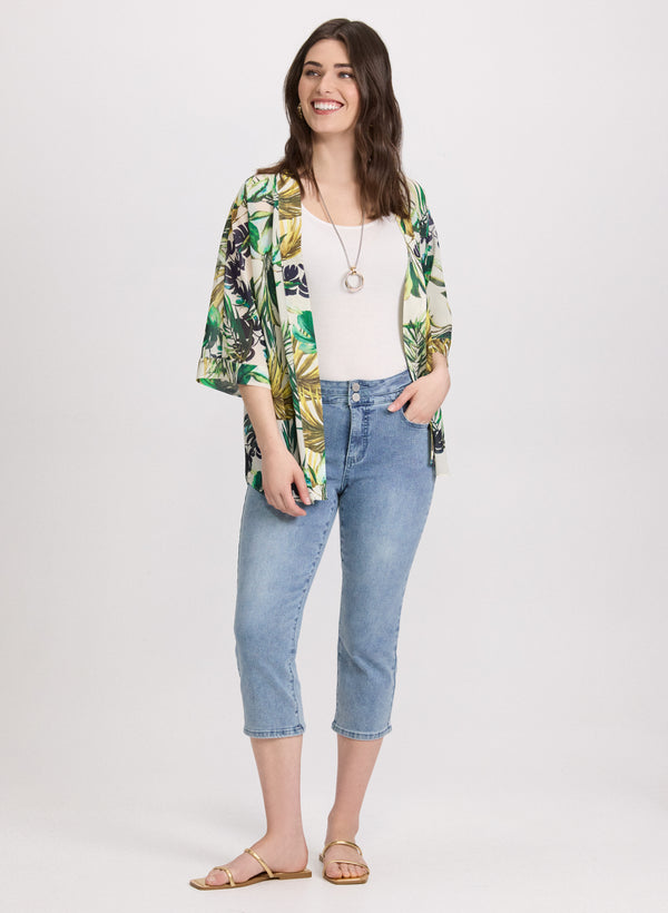 Laura Tropical Open-Front Blouse