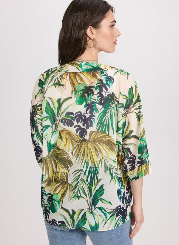 Laura Tropical Open-Front Blouse