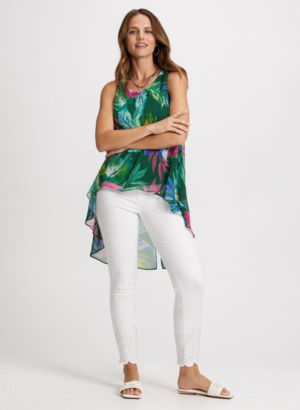 Laura Tropical Print Asymmetrical Blouse
