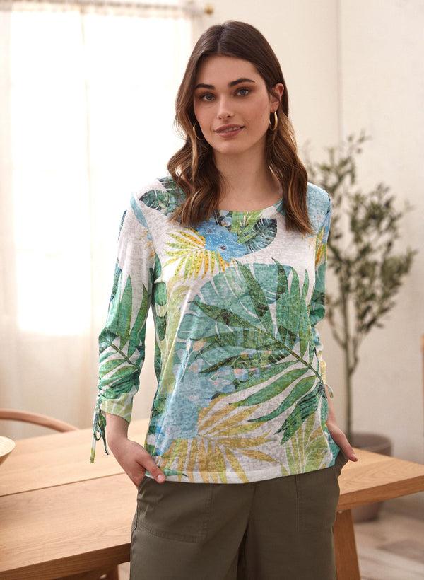 Laura Tropical Print Burnout Tee