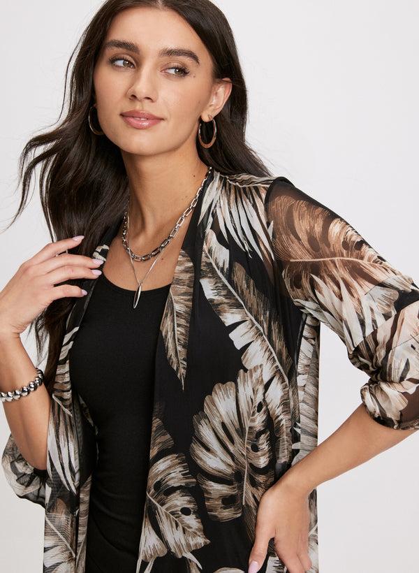 Laura Tropical Print Open-Front Top