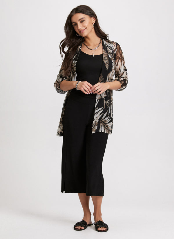 Laura Tropical Print Open-Front Top