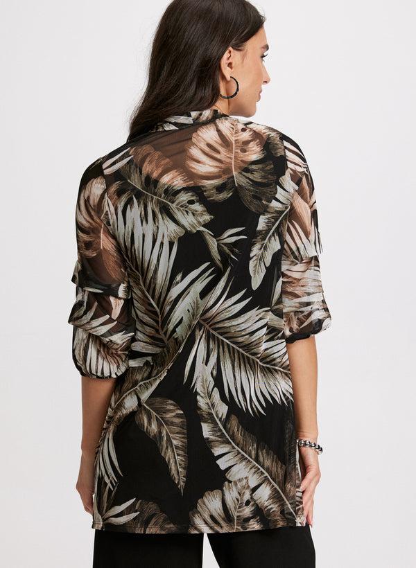 Laura Tropical Print Open-Front Top