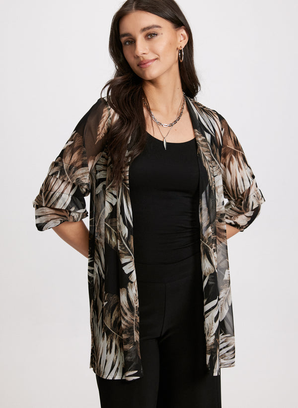 laura Tropical Print Open-Front Top