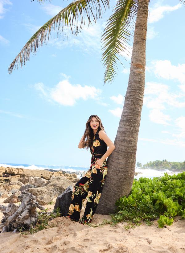 Laura Tropical Pull-On Wide Leg Pants