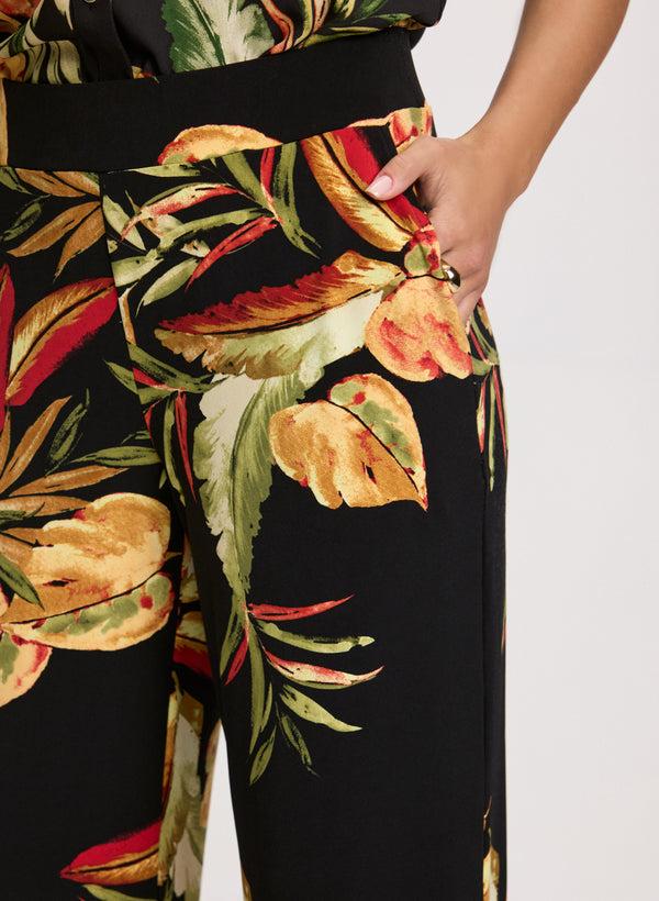 Laura Tropical Pull-On Wide Leg Pants