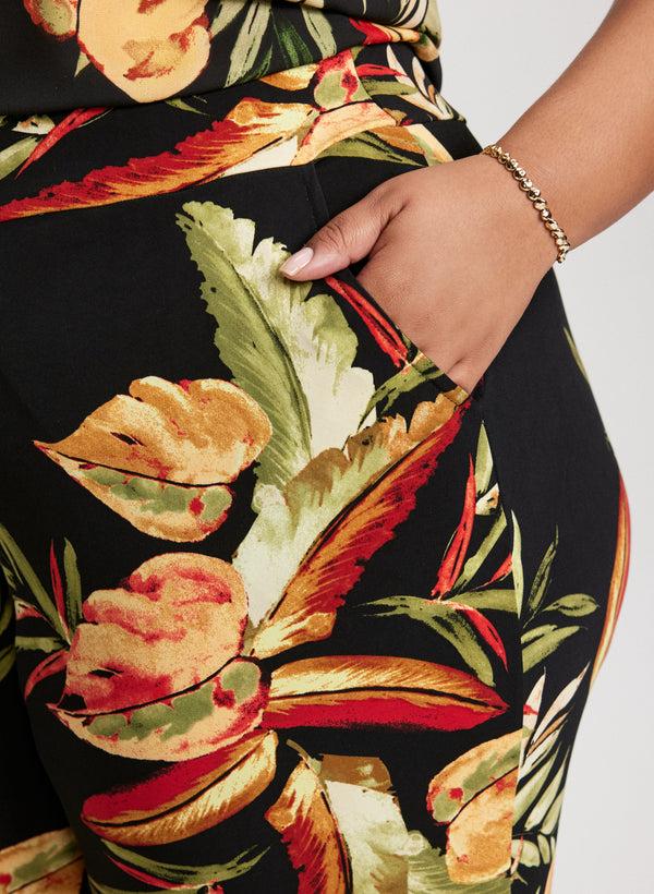 Laura Tropical Pull-On Wide Leg Pants