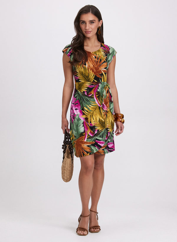 laura Tropical Tie-Waist Dress