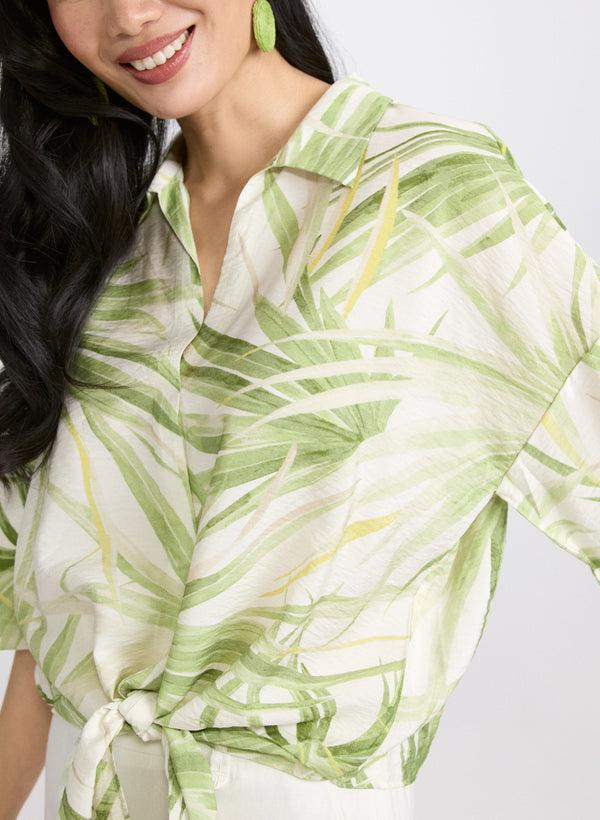 Laura Tropical Tied-Hem Blouse