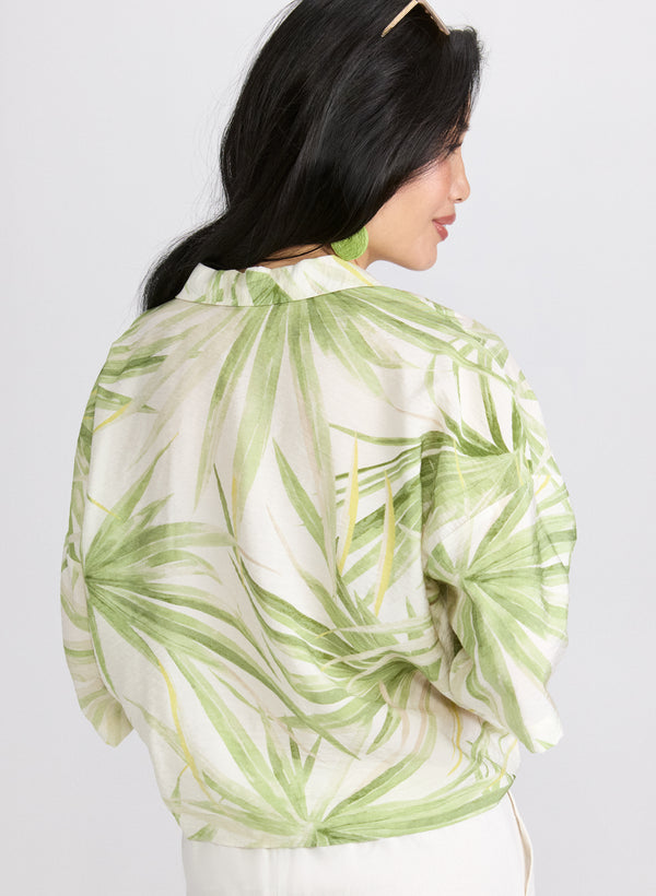Laura Tropical Tied-Hem Blouse
