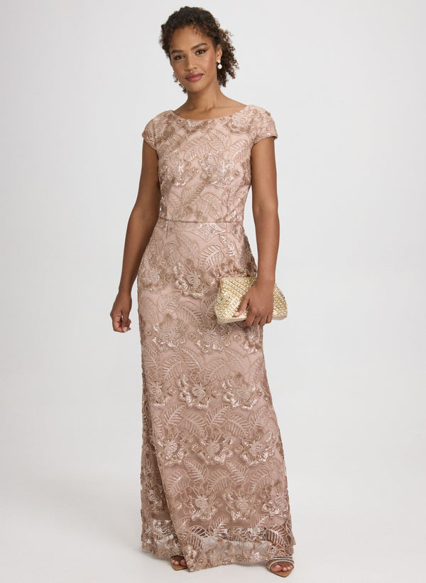 laura Tulle Sequined Floral Dress