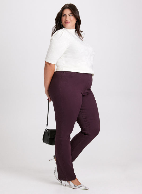 laura Turtleneck Jacquard Top & Straight Leg Jeans