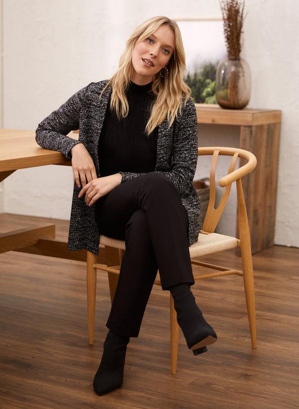 Laura Tweed Print Open Front Jacket