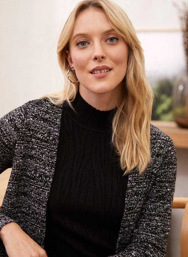 Laura Tweed Print Open Front Jacket