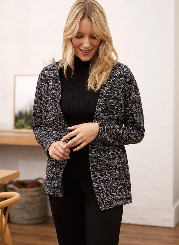 laura Tweed Print Open Front Jacket