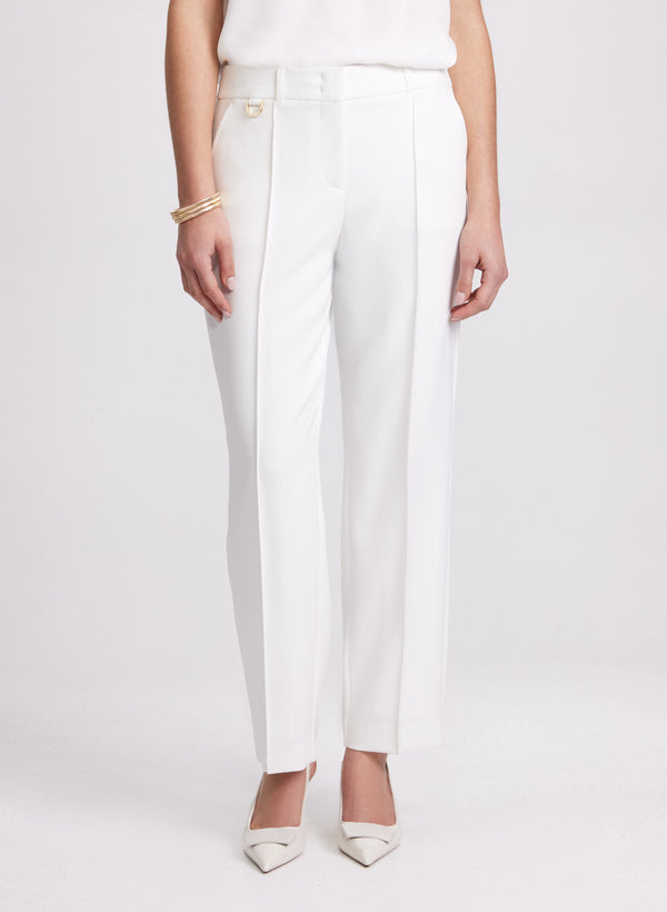 laura Twill Straight-Leg Pants