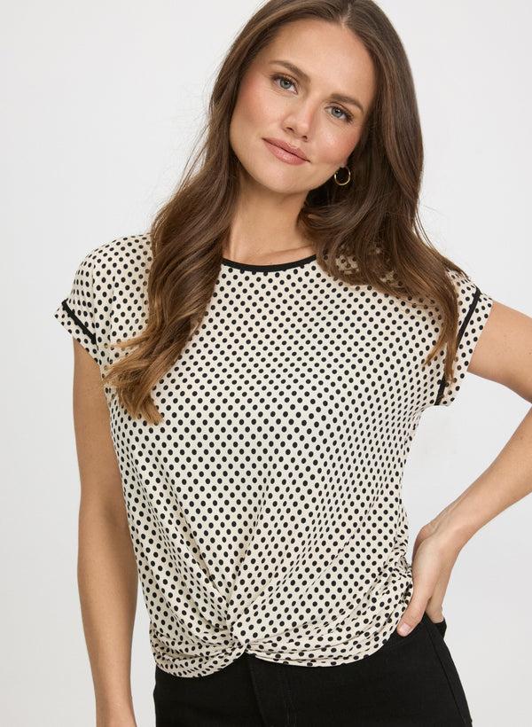 laura Twist Detail Polka Dot Top