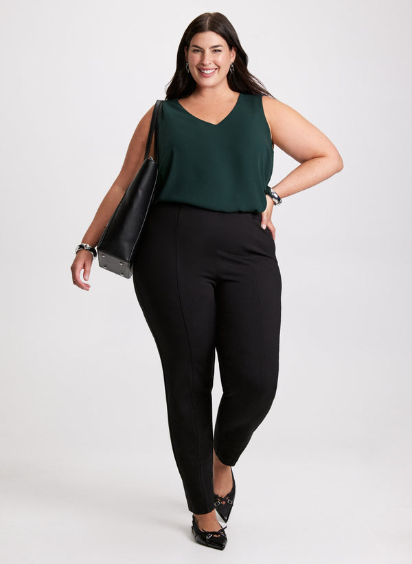 laura V-Neck Blouse & Slim-Leg Pants