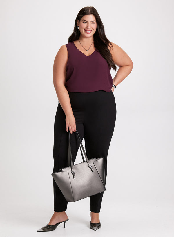 laura V-Neck Blouse & Slim-Leg Pants