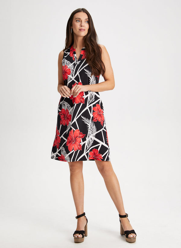 laura V-Neck Floral Print Dress