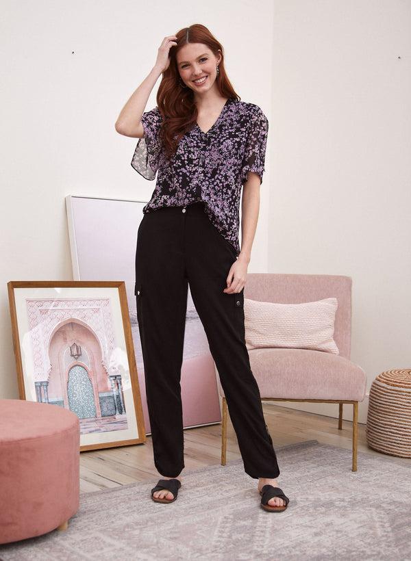 laura V-Neck Floral Print Top