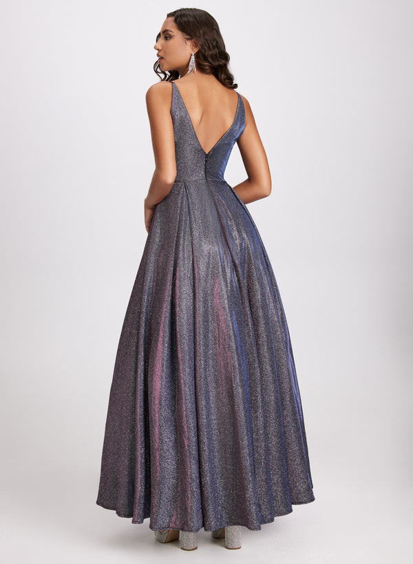 Laura V-Neck Glitter Detail Gown