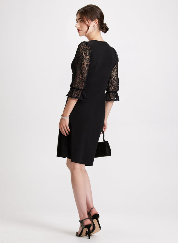 Laura V-Neck Lace Detail Evening Dress