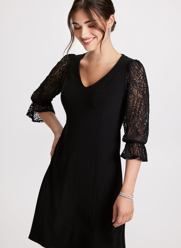Laura V-Neck Lace Detail Evening Dress