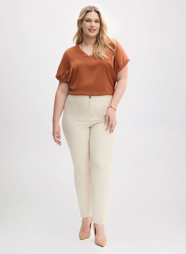 laura V-Neck Satin Blouse & Slim Leg Pants