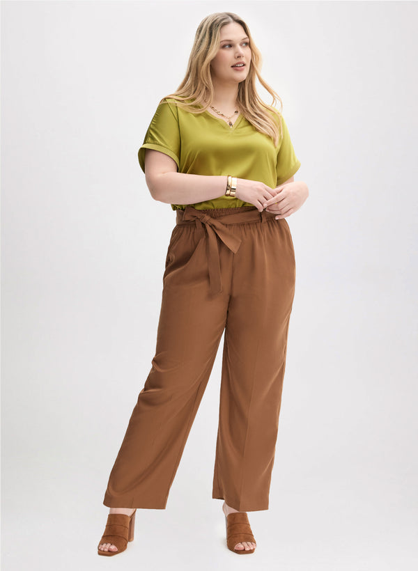 laura V-Neck Satin Blouse & Wide Leg Pants